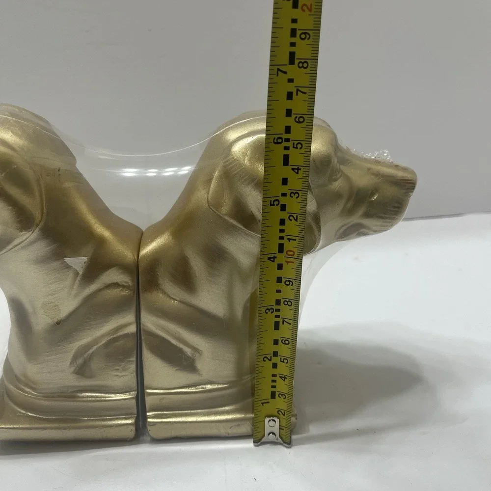 Goldtone Dog Head Bookends Resin 6.25x5